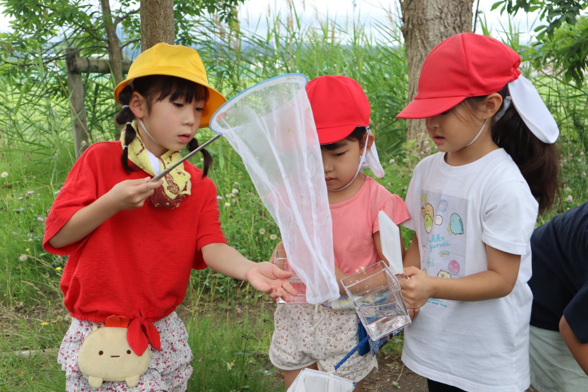 横内小1年生とビオトープで交流会～幼保小連携架け橋プログラム～